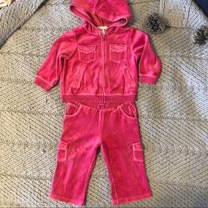 Janie and Jack Hot Pink Velour Track Suit
